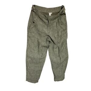 Athleta Pants Womens 10 Cropped Voyager 100% Linen Aspen Olive Green Indie